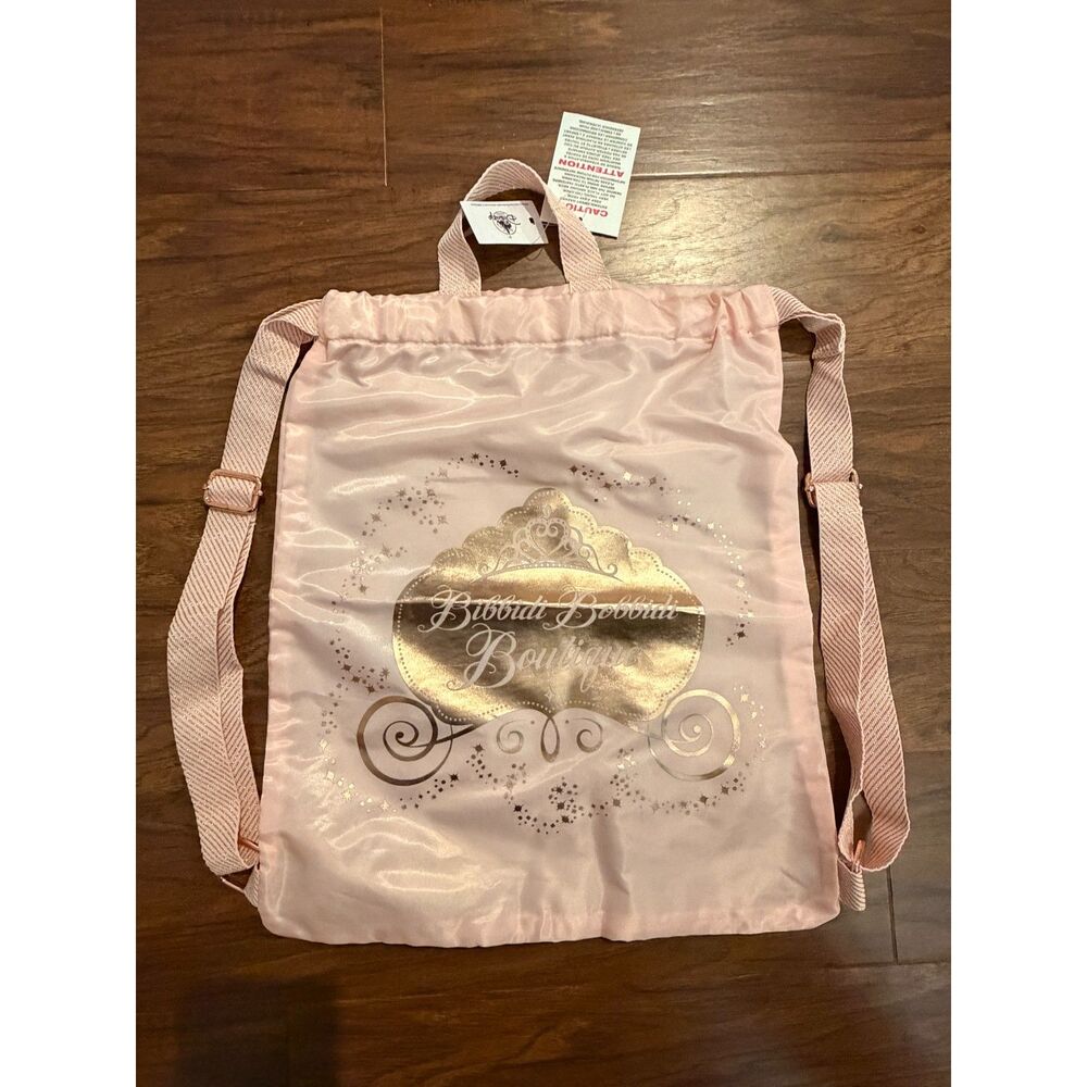 NWT Disney Bibbidi Bobbidi Boutique Pink Drawstring Backpack Bag Kids
